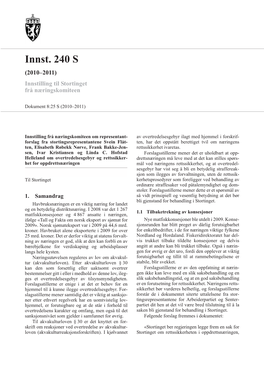 Innst. 240 S (2010–2011) Innstilling Til Stortinget Frå Næringskomiteen