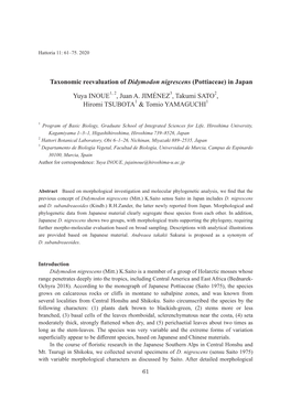 Taxonomic Reevaluation of Didymodon Nigrescens (Pottiaceae) in Japan