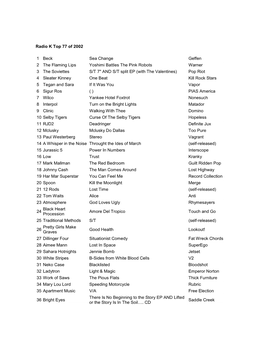 Radio K Top 77 of 2002 1 Beck Sea Change Geffen 2 the Flaming Lips