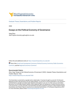 Essays on the Political Economy of Governance
