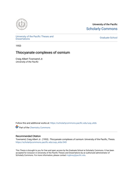 Thiocyanate Complexes of Osmium