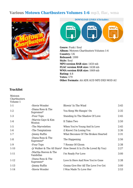 Various Motown Chartbusters Volumes 1-6 Mp3, Flac, Wma