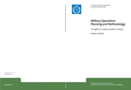 Military Operations Planning and Methodology Thoughts on Military Problem-Solving