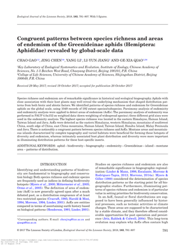 Congruent Patterns Between Species Richness and Areas of Endemism of the Greenideinae Aphids (Hemiptera: Aphididae) Revealed by Global-Scale Data