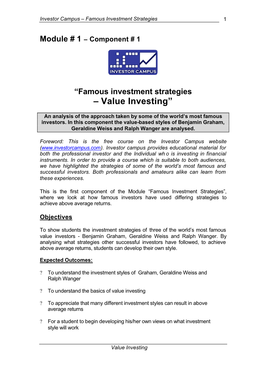 – Value Investing”