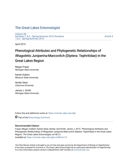 Phenological Attributes and Phylogenetic Relationships of Rhagoletis Juniperina Marcovitch (Diptera: Tephritidae) in the Great Lakes Region