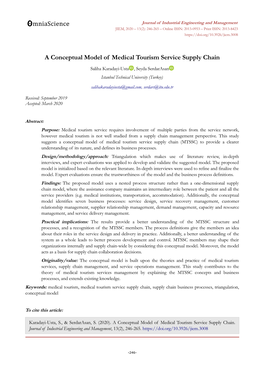 A Conceptual Model of Medical Tourism Service Supply Chain