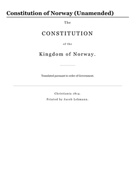 Constitution of Norway (Unamended)