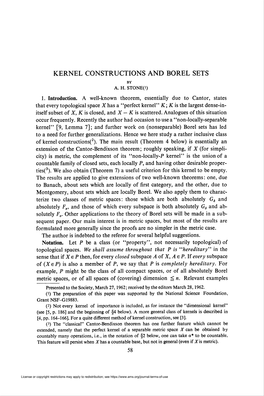 Kernel Constructions and Borel Sets by A