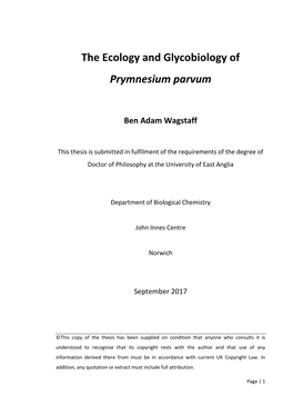 The Ecology and Glycobiology of Prymnesium Parvum