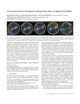 Chemomechanical Simulation of Soap Film Flow on Spherical Bubbles