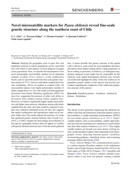 Novel Microsatellite Markers for Pyura Chilensis Reveal Fine-Scale Genetic Structure Along the Southern Coast of Chile