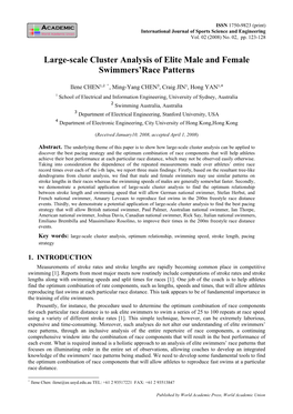 Large-Scale Cluster Analysis of Elite Male and Female Swimmers' Race