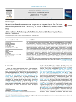 Depositional Environments and Sequence Stratigraphy of the Bahram Formation (Middleelate Devonian) in North of Kerman, South-Central Iran