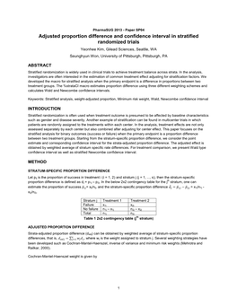 Adjusted Proportion Difference and Confidence Interval In