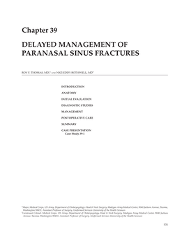 Chapter 39 DELAYED MANAGEMENT of PARANASAL SINUS FRACTURES