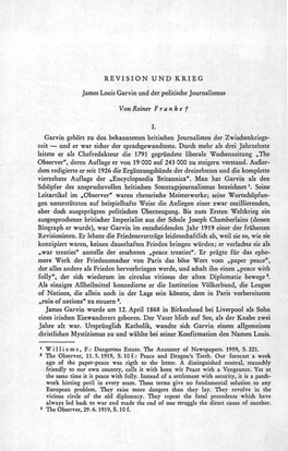 REVISION UND KRIEG James Louis Garvin Und Der Politische