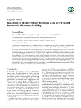 Identification of Differentially Expressed Gene After Femoral Fracture Via Microarray Profiling