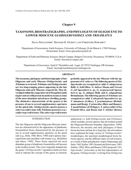 Chapter 9 TAXONOMY, BIOSTRATIGRAPHY, AND