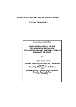 University of Oxford Centre for Brazilian Studies Working Paper
