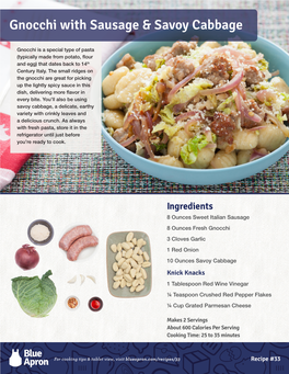 Gnocchi with Sausage & Savoy Cabbage