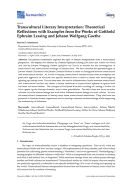 Theoretical Reflections with Examples from the Works of Gotthold Ephraim Lessing and Johann Wolfgang Goethe