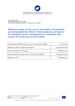 Reflection Paper on the Use of Macrolides, Lincosamides And