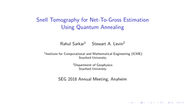 Snell Tomography for Net-To-Gross Estimation Using Quantum Annealing