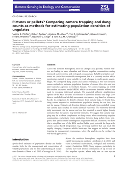 Comparing Camera Trapping and Dung Counts As Methods for Estimating Population Densities of Ungulates Sabine E