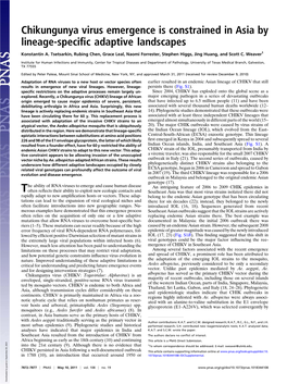 Chikungunya Virus Emergence Is Constrained in Asia by Lineage-Specific Adaptive Landscapes