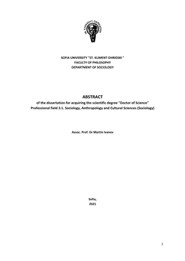 ABSTRACT of the Dissertation for Acquiring the Scientific Degree 