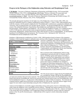 Symposia S-29 Progress in the Phylogeny of the Delphacidae Using Molecular and Morphological Tools