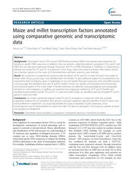 Maize and Millet Transcription Factors Annotated Using Comparative