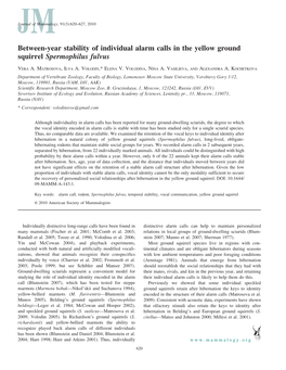 Between-Year Stability of Individual Alarm Calls in the Yellow Ground Squirrel Spermophilus Fulvus