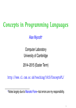 Concepts in Programming Languages