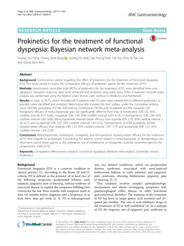 Prokinetics for the Treatment of Functional Dyspepsia: Bayesian