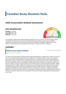 2020 Conservation Outlook Assessment