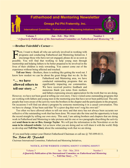 Fatherhood and Mentoring Newsletter