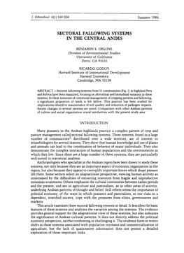 Sectoral Fallowing Systems in the Central Andes
