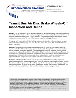 Transit Bus Air Disc Brake Wheels-Off Inspection and Reline