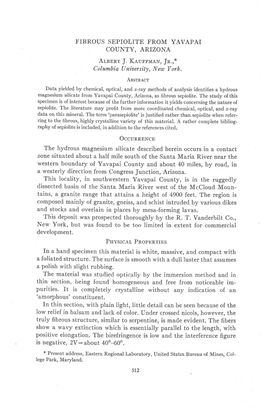 FIBROUS SEPIOLITE from YAVAPAI COUNTY, ARIZONA Ar-Nbnr J