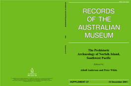The Prehistoric Archaeology of Norfolk Island, Southwest Pacific