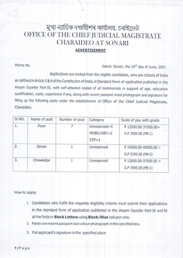 $Li Ilfrr Qst+Fi +.Rfier, D{Ttcr6 OFFICT OF' the CHITF'jt]DICIAL MAGISTRATL, CHAITAIDEO at SONARI ADVERTISEMENT