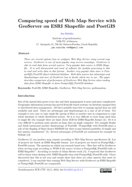 Comparing Speed of Web Map Service with Geoserver on ESRI Shapeﬁle and Postgis