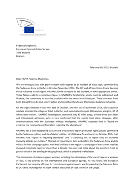 Federica Mogherini, European External Action Service 1046 Brussels Belgium