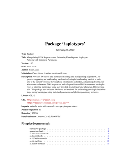 Package 'Haplotypes'