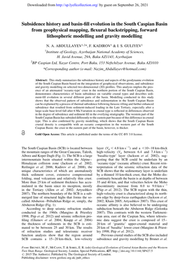 Subsidence History and Basin-Fill Evolution in the South Caspian