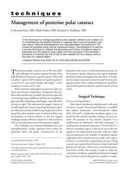 Techniques Management of Posterior Polar Cataract