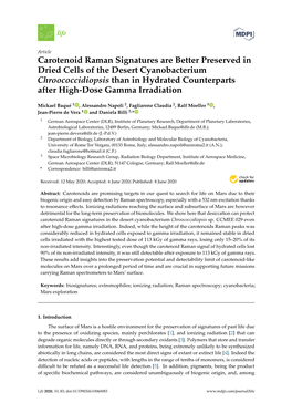 Carotenoid Raman Signatures Are Better Preserved in Dried Cells Of