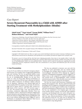 Severe Recurrent Pancreatitis in a Child with ADHD After Starting Treatment with Methylphenidate (Ritalin)